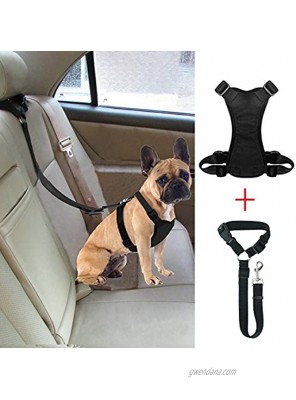 BWOGUE Dog Safety Vest Harness with Seat Belt Strap Car Headrest Restraint Pet Dog Adjustable Nylon Mesh Harness Travel Strap Seatbelts Harness