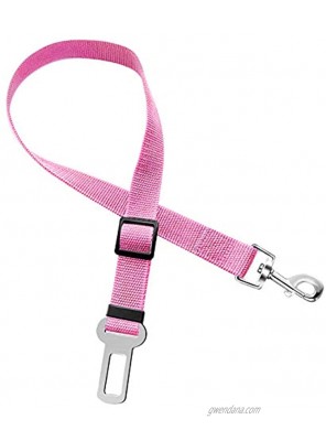 Car Seat Belt for Dogs Cats Nylon Tether Safety Strap Adjustable Seatbelt for Pet Pink
