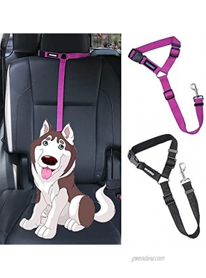 Goldfinger Dog Seatbelt 2 Packs Safety Leads Adjustable Pet Travel Accessories Seat Belt for Car,Dog Car Harness for Large Medium Dogs Small Dogs Nylon Cat Dog Leashes for WalkingBlack+Pink
