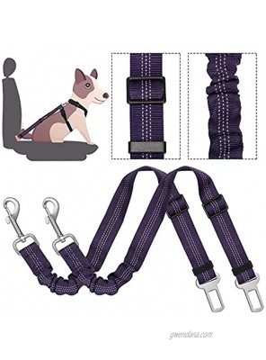 Lukovee Dog Seat Belt,2 Pack Adjustable Pet Car Seatbelt High Elasticity Bungee Safety Belt Connect to Dog Harness in Vehicle Car Trip for Small Medium Large Dogs Daily Use