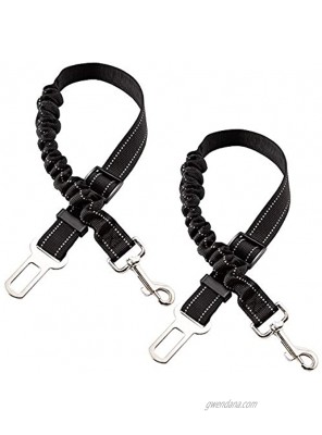 LUPAPA Dog Seat Belt for Vehicle Car 2-Pack Adjustable Length Pet Seat Belt with Hook Lock and Seatbelt Buckle Elastic Buffered Reflective Nylon for Shock Attenuation