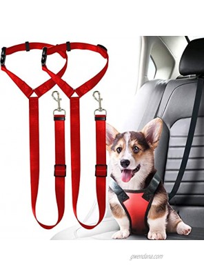 Musonic 2 Packs Dog Cat Safety Seat Belt Strap Car Headrest Restraint Adjustable Nylon Fabric Dog Restraints Vehicle Seatbelts Harness
