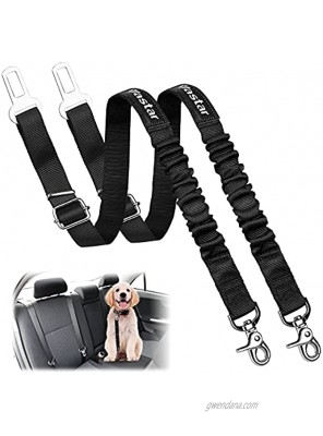 Vastar Dog Seat Belt Harness 2 Packs Pet Dog Seat Belt Leash Adjustable Dog Cat Safety Leads Harness Vehicle Car Seatbelt Harness for Pets with Elastic Nylon Bungee Buffer for Shock Attenuation