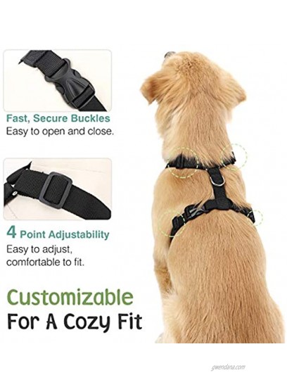 VavoPaw Dog Vehicle Safety Vest Harness Adjustable Soft Padded Mesh Car Seat Belt Leash Harness with Travel Strap and Carabiner for Most Cars