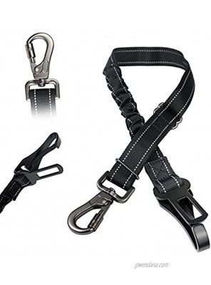 Wallwow Dog Seat Belt 3-in-1 Nylon Adjustable Car Harness with Clip Hook Latch & Buckle Swivel Aluminum Carabiner Car Seat Belt for Dogs