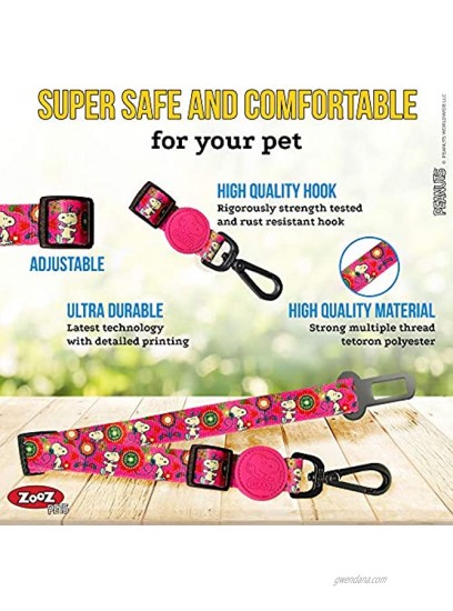 ZOOZ PETS Snoopy Dog Seatbelt I Peanuts Licensee Car Belt for Pets I Safety Seatbelt for Large & Small Dogs I Fast & Easy Clip Extra Strong Hook in 2 I Adjustable Seatbelt Leash for Puppies
