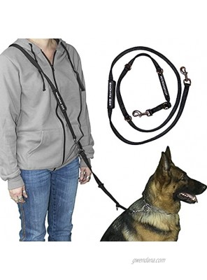 ActiveDogs Hands-Free Adjustable Service Dog Leash 7.5' x.75 Premium Quality Crossbody K9 Training Lead Black Nylon