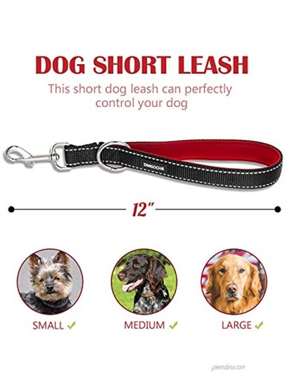 DMISOCHR Short Dog Leash with Comfortable Handle Reflective Soft Nylon Heavy Duty Dog Leash for Training Walking 12 18 24 Short Lead Dog Leash for Small Medium Large Dogs