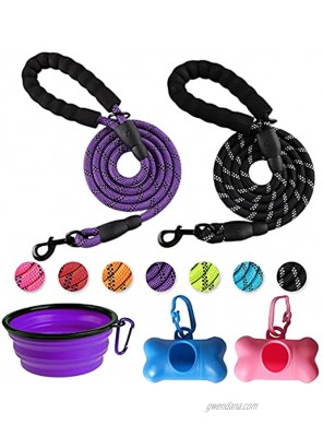 Dog Leash 2 Packs with Padded Handle Durable and Reflective Dog Leash for Medium and Large Dogs5 FT