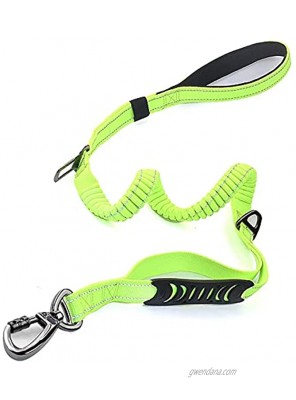 Heavy Duty Dog Leash Especially for Large Dogs Up to 150 lbs 6 Ft Pulling Bungee Shock Leash for Dog Walking Training Reflective Pet Leash with 2 Padded Traffic Handle and Car Seat Belt Buckle