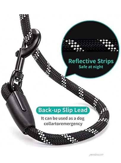 HUIRONKU 5 FT Heavy Duty Strong Dog Leash with Zipper Pouch,Comfortable Padded Handle and Highly Reflective Threads for Small Medium Dogs and Large Dogs Black