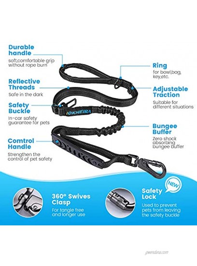 IOKHEIRA 6Ft 4Ft Dog Leash Rope with Comfortable Padded Handle and Highly Reflective Threads for Medium & Large Dogs,4-in-1 Multifunctional Dog Leashes with Car Seat Belt for Training