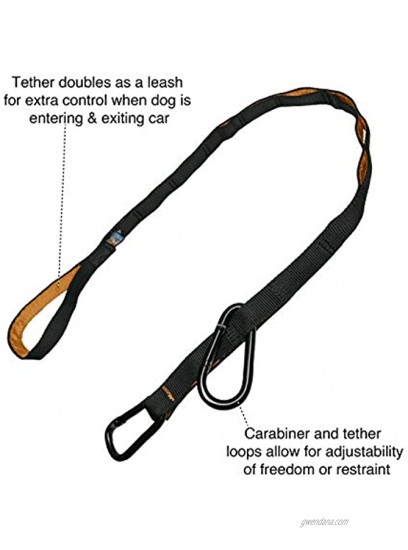 Kurgo Auto Zipline for Dogs Adjustable Dog Safety Belt Leash Pet Seat Belt Tether Reduce Distracted Driving Includes Zip Line Leash and Carabiner Clips 6 feet