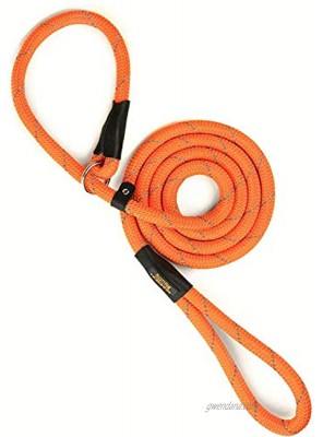 Mighty Paw Slip Rope Dog Leash | 6 ft One-Size-Fits-All Slip-On Rope Leash. Easy to Slip On No Collar or Harness Needed. Durable & Weather Resistant Climbers Rope with Reflective Stitching Orange