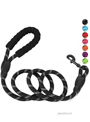 Petmegoo 5ft 1 2in Heavy Duty Black Dog Leash for Large Dogs & Medium Size Dogs Highly Reflective Heavy Duty Dog Rope Leash with Soft Padded Anti-Slip Handle- for 18-120 lbs Dogs