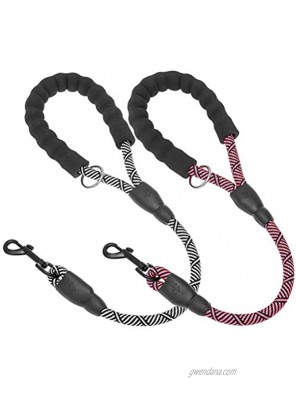 PUPTECK Short Dog Leash for Small Medium and Large Dogs Doggies 2 Packs Strong Nylon Rope Leash Flexible Durable and Easy Control Traffic Leash with Soft Comfortable Padded Handle Black Pink
