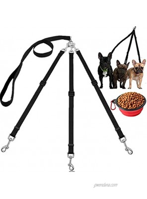 Three Dogs Leash Nylon Detachable+a Collapsible Travel Bow Pet Lead Handle 1 Leash for 3 Dogs Round Dog Traction Rope