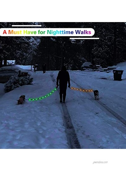 Yacig LED Dog Leash USB Rechargeable Color Changing Night Safety Dog Leashes for Small Medium and Large Dogs