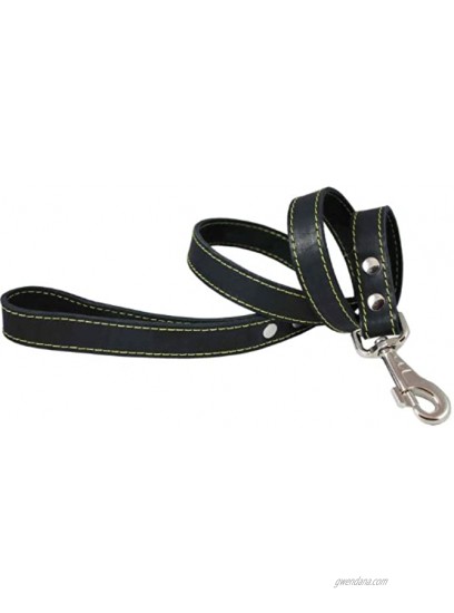 4' Classic Genuine Leather Dog Leash 1 Wide for Largest Breeds Black