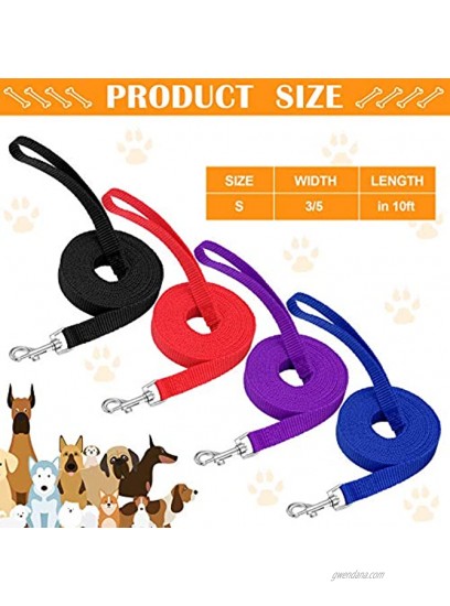 Boao 4 Pieces 10 Feet Durable Nylon Dog Training Leash Strong Traction Rope Dog Walking Leash with Easy to Use Collar Hook for Small and Medium Dog 0.6 Inch Width