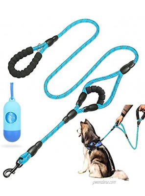 Btromeshy Dog Leash,5 FT Heavy Duty Rope Dog Leashes with 2 Padded Handles,Pet Training Lead with 3M Reflective,Double Handle Dog Leash Control Safety for Small Medium Large Breeds Rope Blue