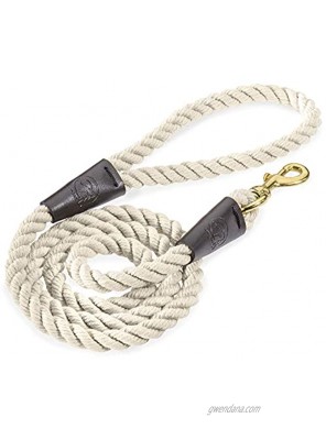 Embark Pets Country Dog Rope Leash – Braided Cotton Leashes w Strong Leather Finish for Small Medium and Large Breed Dogs – Heavy Duty for Training Walking Hiking