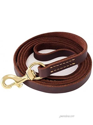 FAIRWIN Leather Dog Leash 6 Foot Best Dog Training Leash Heavy Duty for Large Medium Small Dogs  5 8" Brown