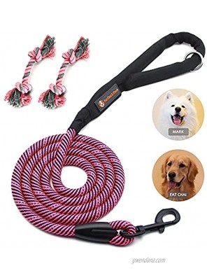 FAT CHAI & MARK 5FT Heavy Duty Rope Dog Leash with Soft Padded Handle Highly Reflective Threads Strong Training Leashes for Small Medium Large Puppy Dogs Pink