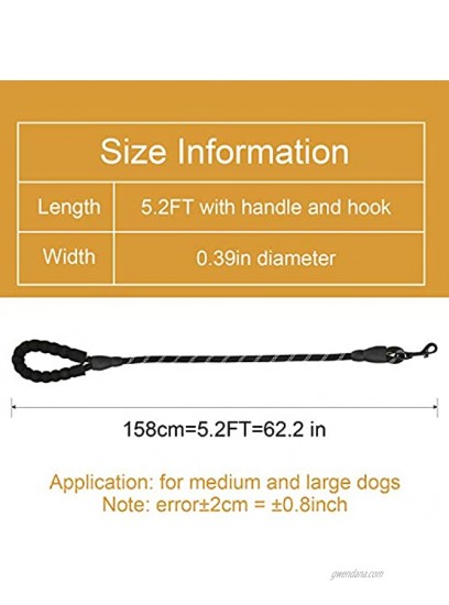 Generies Durable Dog Leash,Heavy Duty Traction Rope Dog Training Leash with Comfortable Padded Handle and Reflective Thread for Walking Training Small Medium Dogs