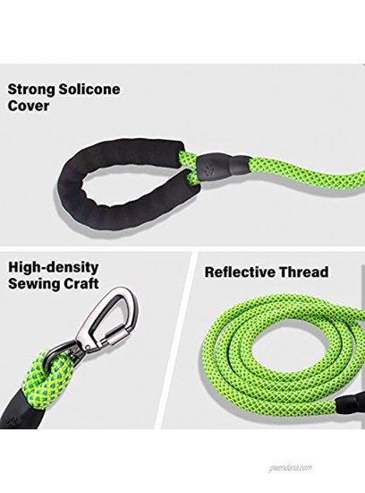 Pezakf Dog Leash Strong Pets Lead Leash Dogs Leashes with Soft Padded Handle Reflective Threads Heavy Duty Lead Leash for Large Medium Small Pets Dogs Cats
