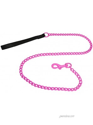 Platinum Pets Stainless Steel Dog Leash with Leather Handle