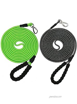 Tresbro 15ft 30ft 50ft 100ft Heavy Duty Rope Dog Leash with Light Weight Aluminum Swivel Hook and Soft Foam Handle 2 Pack Dog Training Leashes for Small Medium Large Dogs