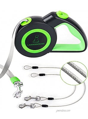 Chew Proof Retractable Dog Leash with 2 Heavy Duty Anti-Chewing Wire Ropes 16FT Long Leashes 360 Tangle Free for 2 Dogs Dual Dog Lead for Small Medium Large Dogs