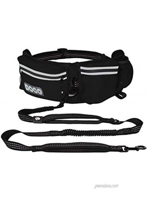 DOCO Hands Free Dog Leash for Running Walking Jogging Training Hiking Retractable Bungee Dog Waist Leash for Medium-Large Dogs. Adjustable Waist Belt Reflective Stitches Dual Handle