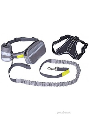 Generc Bundle 2 Items: Hands Free Dog Leash with Removable Belt Pouches and No Pull Dog Harness | for Walking,Running and Hiking Medium