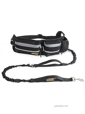 Hands Free Dog Leash Dog Walking and Training Belt with Shock Absorbing Bungee Leash for up to 180lbs Large Dogs Phone Pocket and Water Bottle Holder Fits All Waist Sizes From 28” to 48”