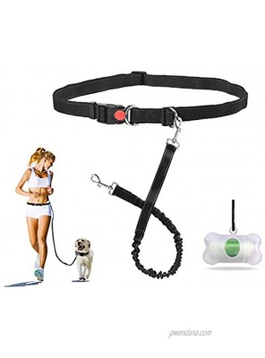Hands Free Dog Leash Retractable Dog Running Leash Elastic Bungee Dog Running Belt,Jogging Lead with Waist Belt for Dog Running Walking and Hiking Length Adjustable Safety Buckle