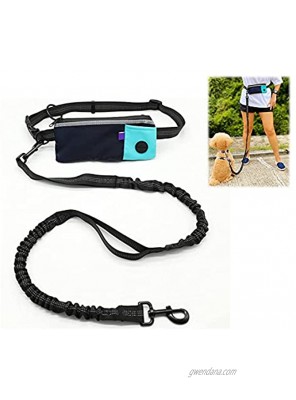 Hands Free Dog Leash with Waterproof Zipper Pouch For Running Walking Jogging Training Hiking Retractable Bungee Dog Running Waist Leash for Small Medium and Large Dogs Reflective Stitches Dual Handle