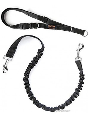 Mighty Paw Hands Free Dog Leash | Premium Runners Pet Lead and Adjustable Hip Belt. Lightweight Reflective Bungee System for Training Walking Jogging Hiking and Running. Black 3 Foot