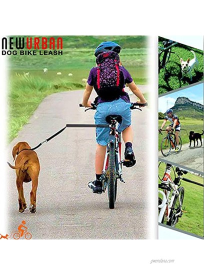 Steel Dog Bike Leash Black Color Easy Installation Removal Hand Free Dog Bicycle Exerciser Leash for Exercising Training Jogging Cycling and Outdoor Safe with Pets