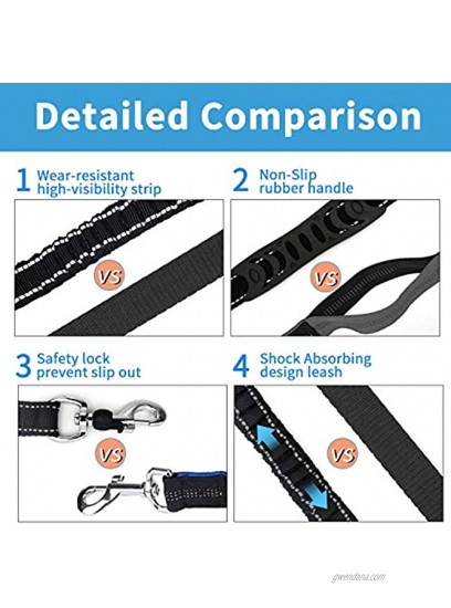 WZRUA Hands Free Dog Leash Running Leash Double Handle Dog Leash Retractable Reflective Dog Leash with Waist Bag Elastic Bungee Dog Leash Vehicle Safety Seat Belt for Small Medium and Large Dogs