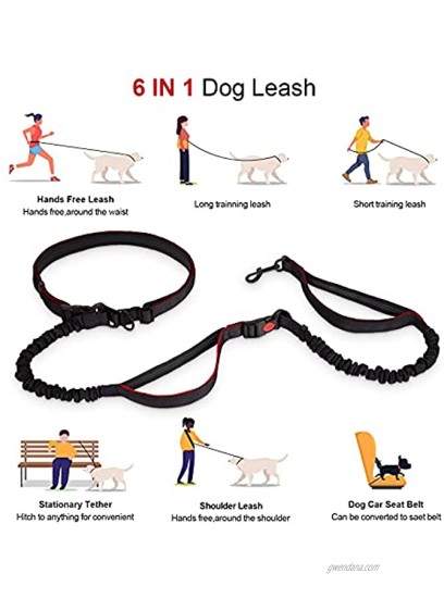 Zhilishu Hands Free Dog Leash Dog Running Leash Waist Leash for Medium to Large Dog Walking Running Hiking Jogging Training Dual Handle & Shock Absorbing Bungee