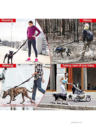 Zhilishu Hands Free Dog Leash Dog Running Leash Waist Leash for Medium to Large Dog Walking Running Hiking Jogging Training Dual Handle & Shock Absorbing Bungee
