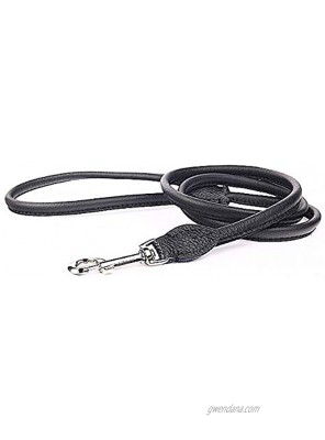Capadi K0791 Round Dog Lead Strong Nylon Covered with Soft Leather Black Width 12 mm Length 120 cm