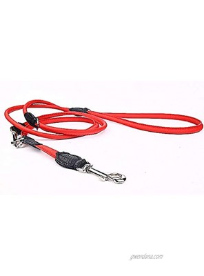 Capadi K0802 Round Adjustable Dog Lead Strong Nylon Covered with Soft Leather Red Width 6 mm Length 220 cm