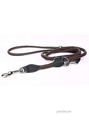 Capadi K0807 Round Adjustable Dog Lead Strong Nylon Covered with Soft Leather Brown Width 6 mm Length 220 cm