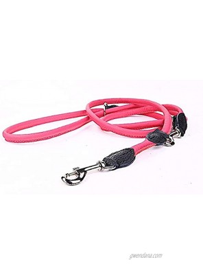 Capadi K0824 Round Adjustable Dog Lead Strong Nylon Covered with Soft Leather Pink Width 12 mm Length 220 cm