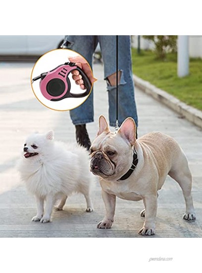 DEFUTAY Dog Leash Pet Walking Leash with Anti-Slip Handle Strong Nylon Tape Tangle-Free,One-Handed One Button Lock & Release Suitable for Small Medium Dog Cat 5M Pink