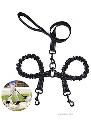 Ewantgo Double Dog Lead Coupler 360° Rotating Metal Buckle Dual Dog Leash Splitter Training Leash for Puppy No Tangle Adjustable Stretchable for Small Medium Dogs 47 inch + 35 inch