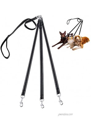 LTSGORY 3 Way Dog Leash Detachable Reflective Coupler Tangle Free 3 in 1 Multiple Double Dog Leash Lease with Soft Padded Handle for 3 2 1 Dual Dog Pet Puppy Walking Training Outdoor